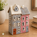 Village Pottery Tiled Two Houses House T-Light Holder