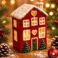 Village Pottery Christmas Heart & Tree House T-Light Holder
