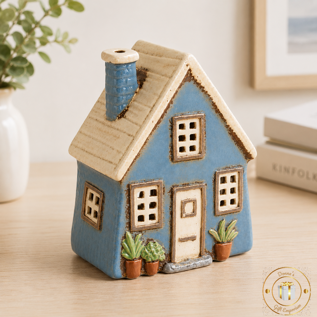 Village Pottery Garden Slat Roof House T-Light Holder