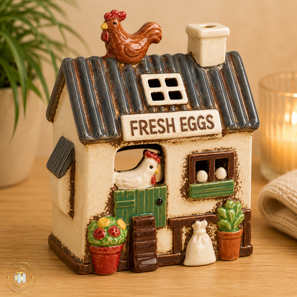 Village Pottery Chicken Coop Tealight Holder