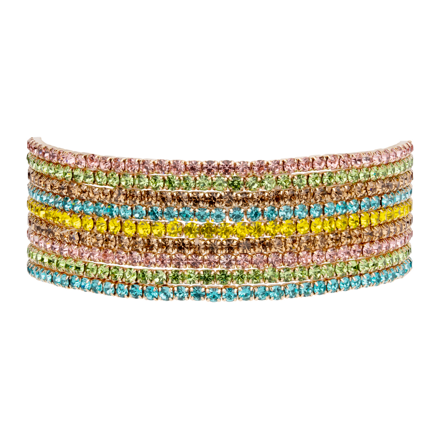 Iris Elasticated Bracelet - Gold & Multi