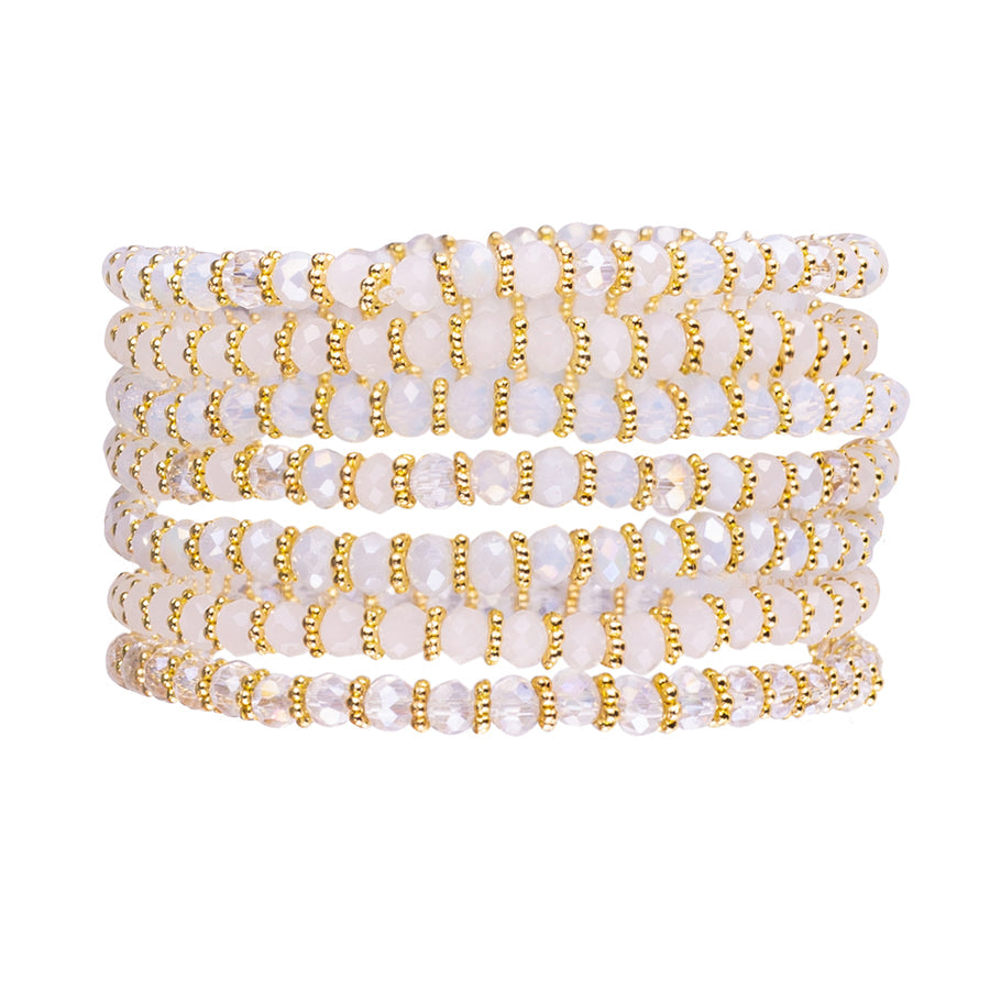 Venus Crystal Elasticated Bracelet - Gold & White