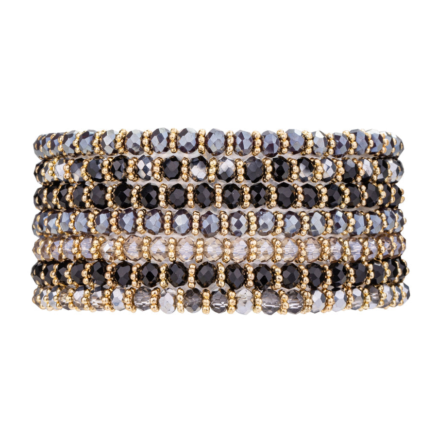 Venus Crystal Elasticated Bracelet - Gold & Black