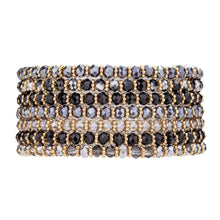 Load image into Gallery viewer, Venus Crystal Elasticated Bracelet - Gold &amp; Black
