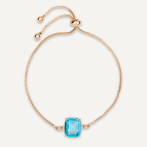 Iris - Aqua Blue Crystal Gold Drawstring Bracelet