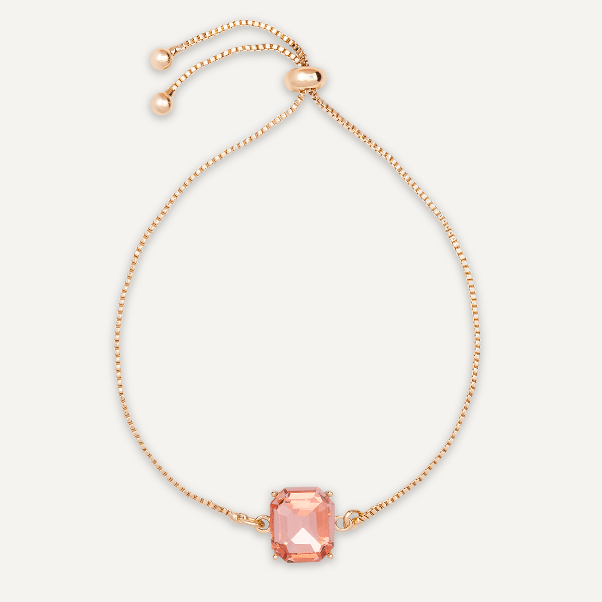 Iris - Coral Crystal Gold Drawstring Bracelet
