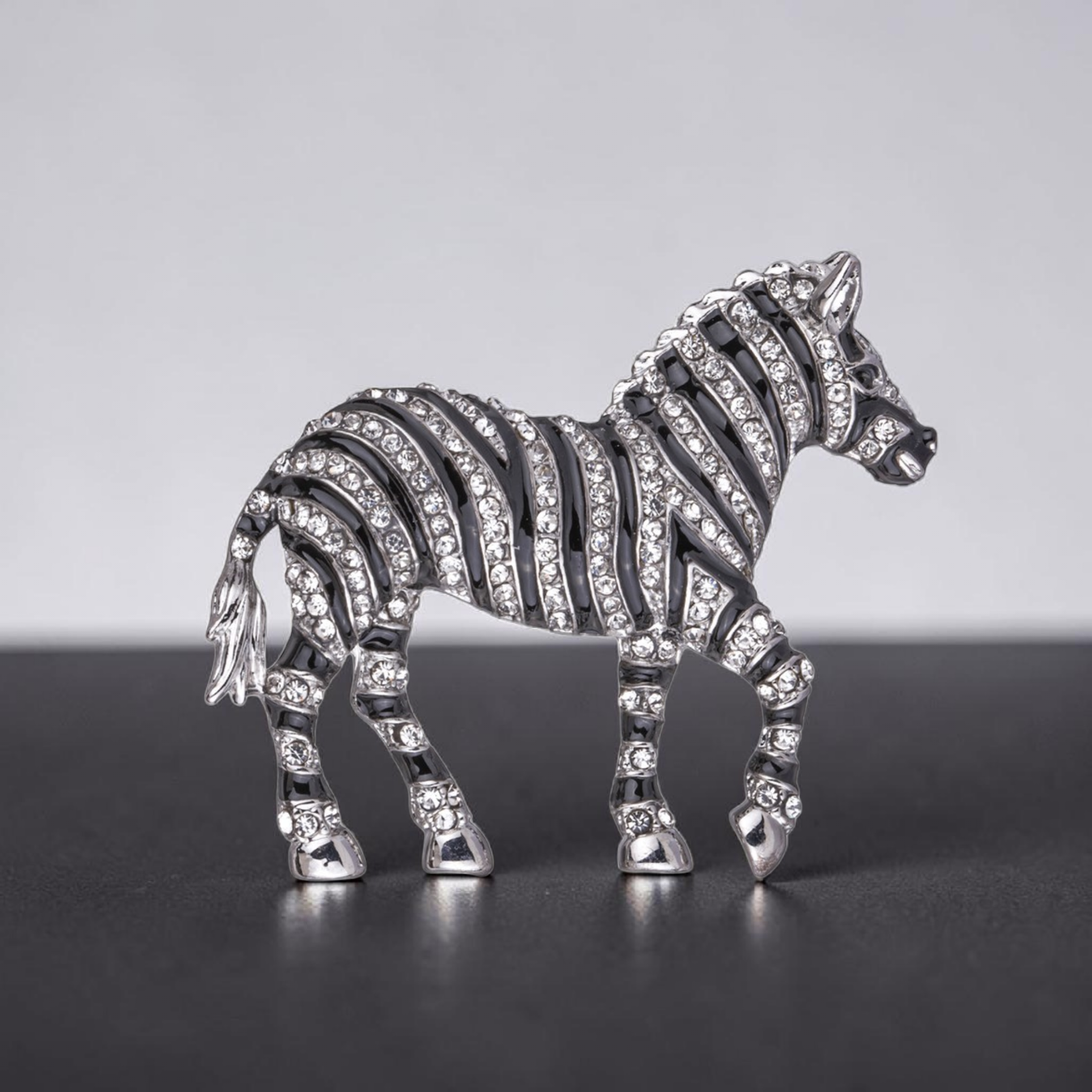 Crystal Zebra Brooch