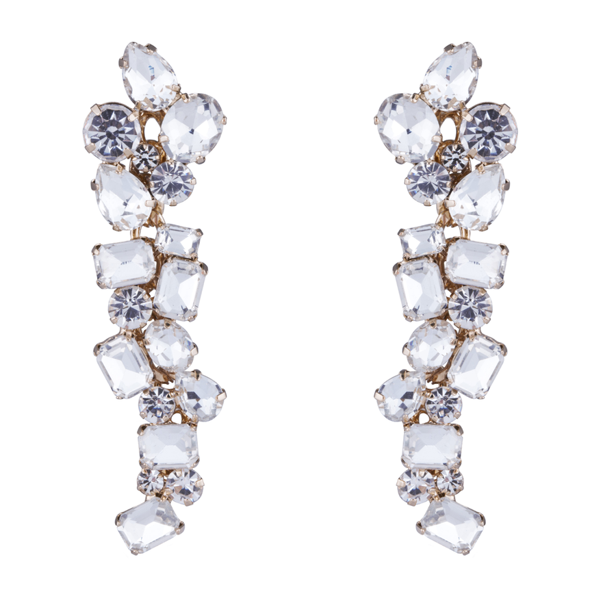 Vivienne - Statement Gold & Clear Earrings