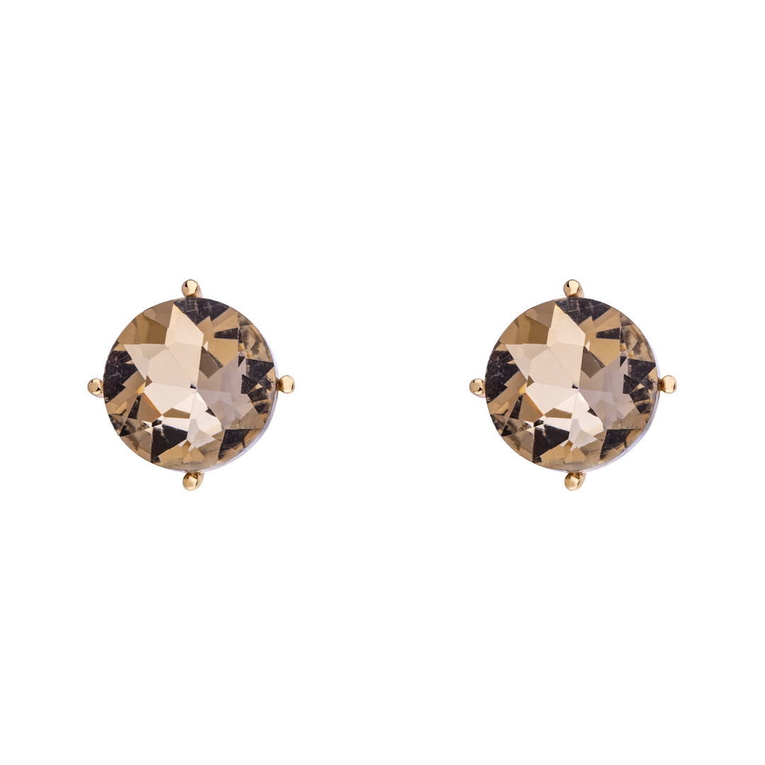 Iris - Crystal Stood Earrings - Gold & Smoky