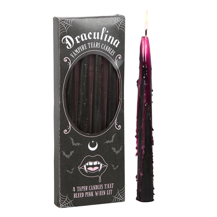 Set of 4 Pink Vampire Blood Tears Taper Candles