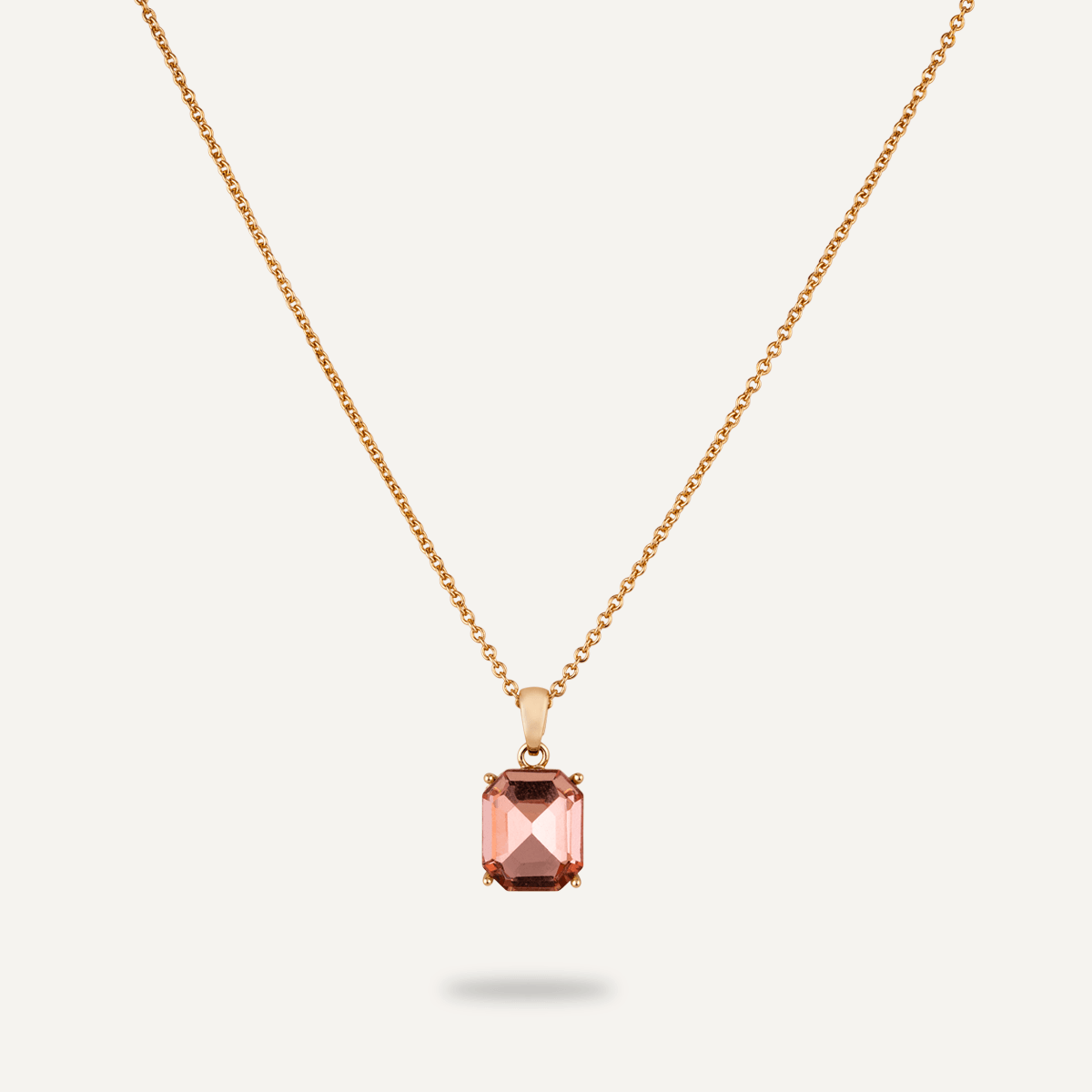 Iris - Coral Crystal Gold Chain Necklace
