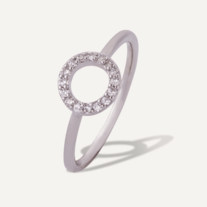 Vivienne - Cubic Zirconia Fixed Sizing Ring In Silver