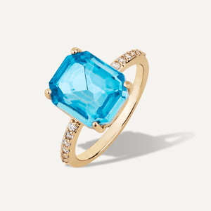 Iris - Aqua Blue Crystal & Cubic Zirconia Ring