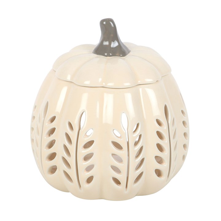 Cream Leaf Cut Out Pumpkin Oil Burner & Wax Warmer