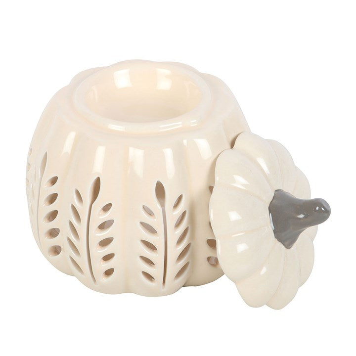 Cream Leaf Cut Out Pumpkin Oil Burner & Wax Warmer