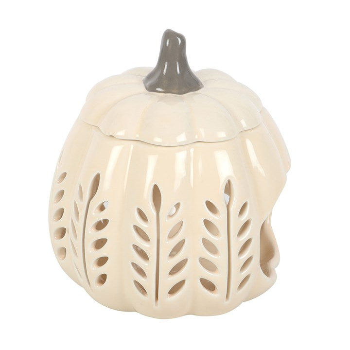 Cream Leaf Cut Out Pumpkin Oil Burner & Wax Warmer