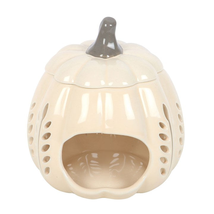 Cream Leaf Cut Out Pumpkin Oil Burner & Wax Warmer