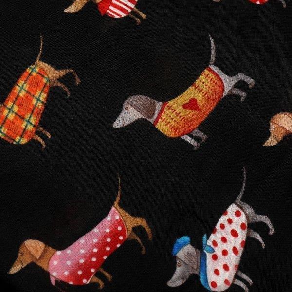 Dog Print Scarf - Black