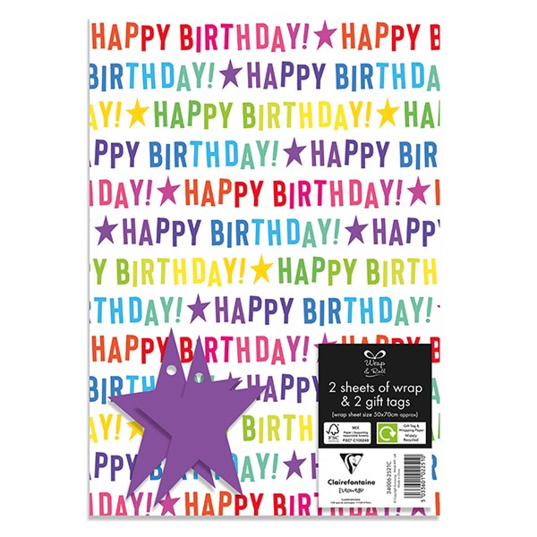 Happy Birthday Wrapping Paper & Tags Pack