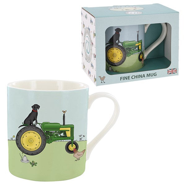 Green Tractor Black Lab Cockerell Farm Mug