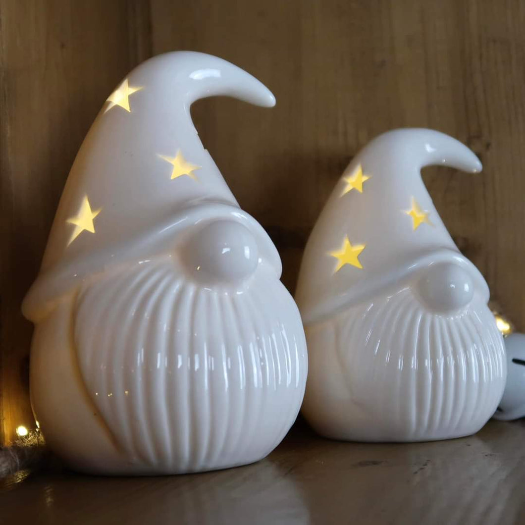 White Ceramic LED Gonks -Pair