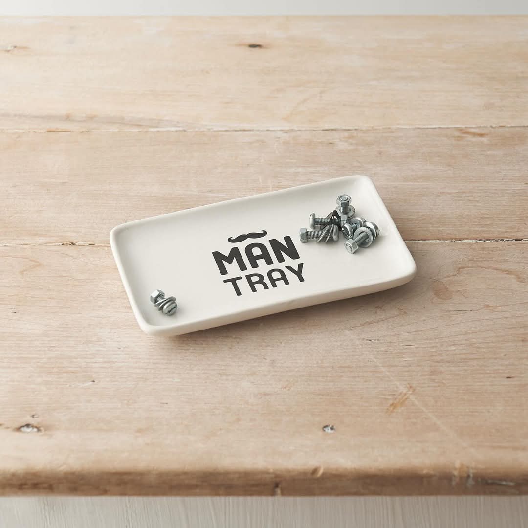 Ceramic White Man Tray