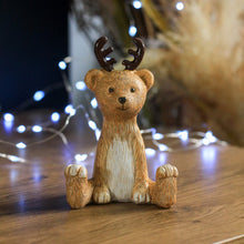 Load image into Gallery viewer, Rustic Bear With Reindeer Antlers
