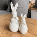 Easter White Ceramic Bunny Rabbits - Pair