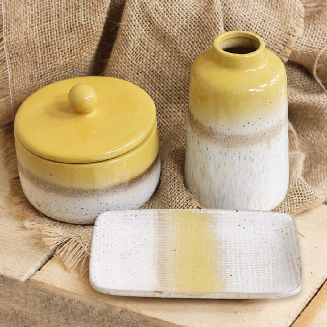 Mustard Pottery - Lidded Jar & Plate