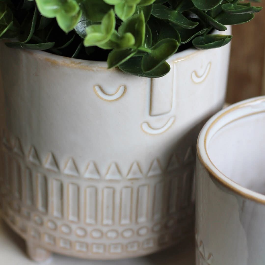 Grey Face Plant Pots - 15cm