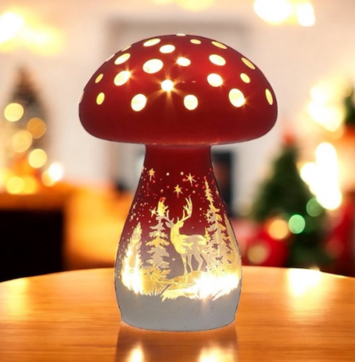 Magical Christmas LED Mushroom Small Red