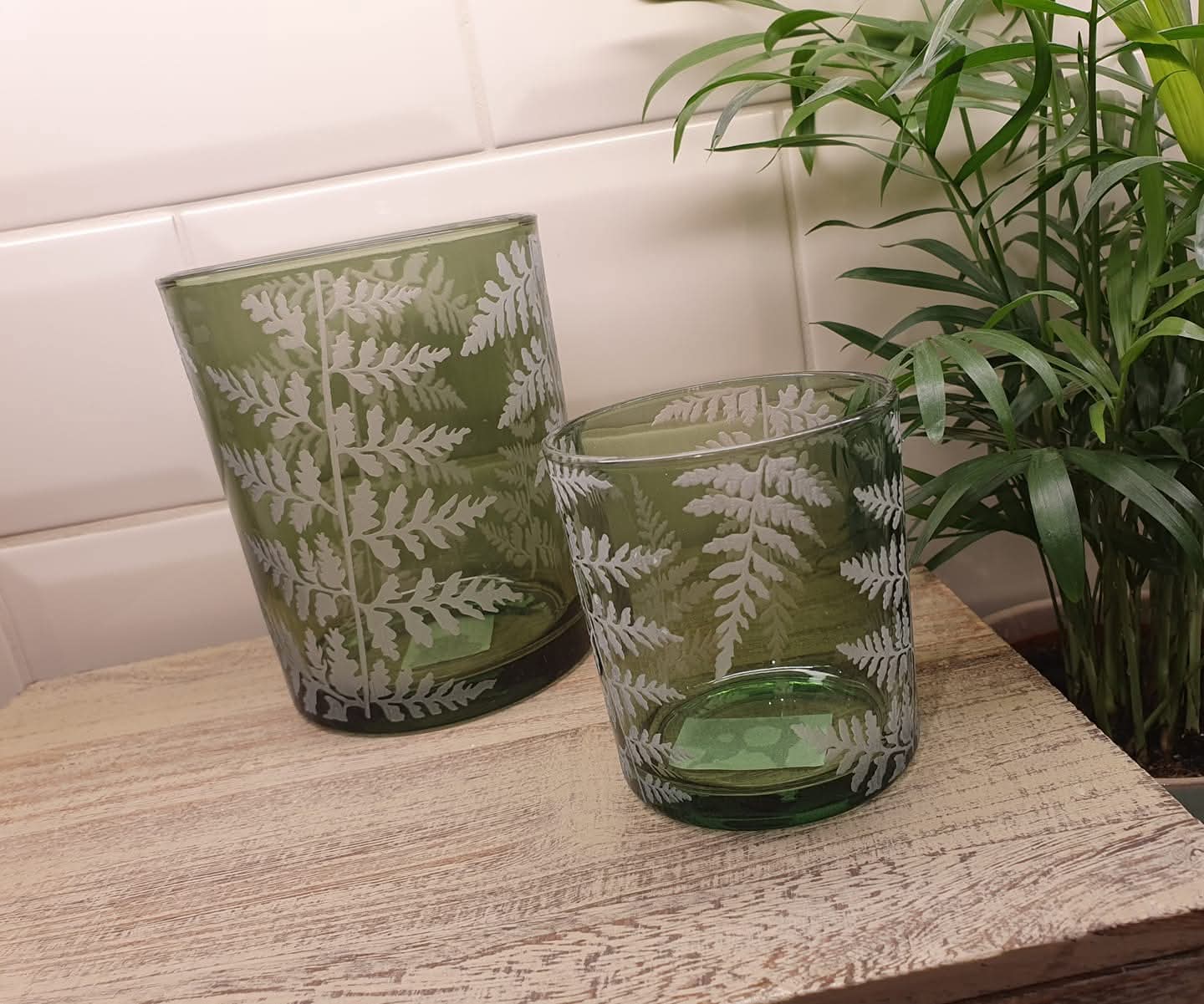 Green Fern T-Light Holders