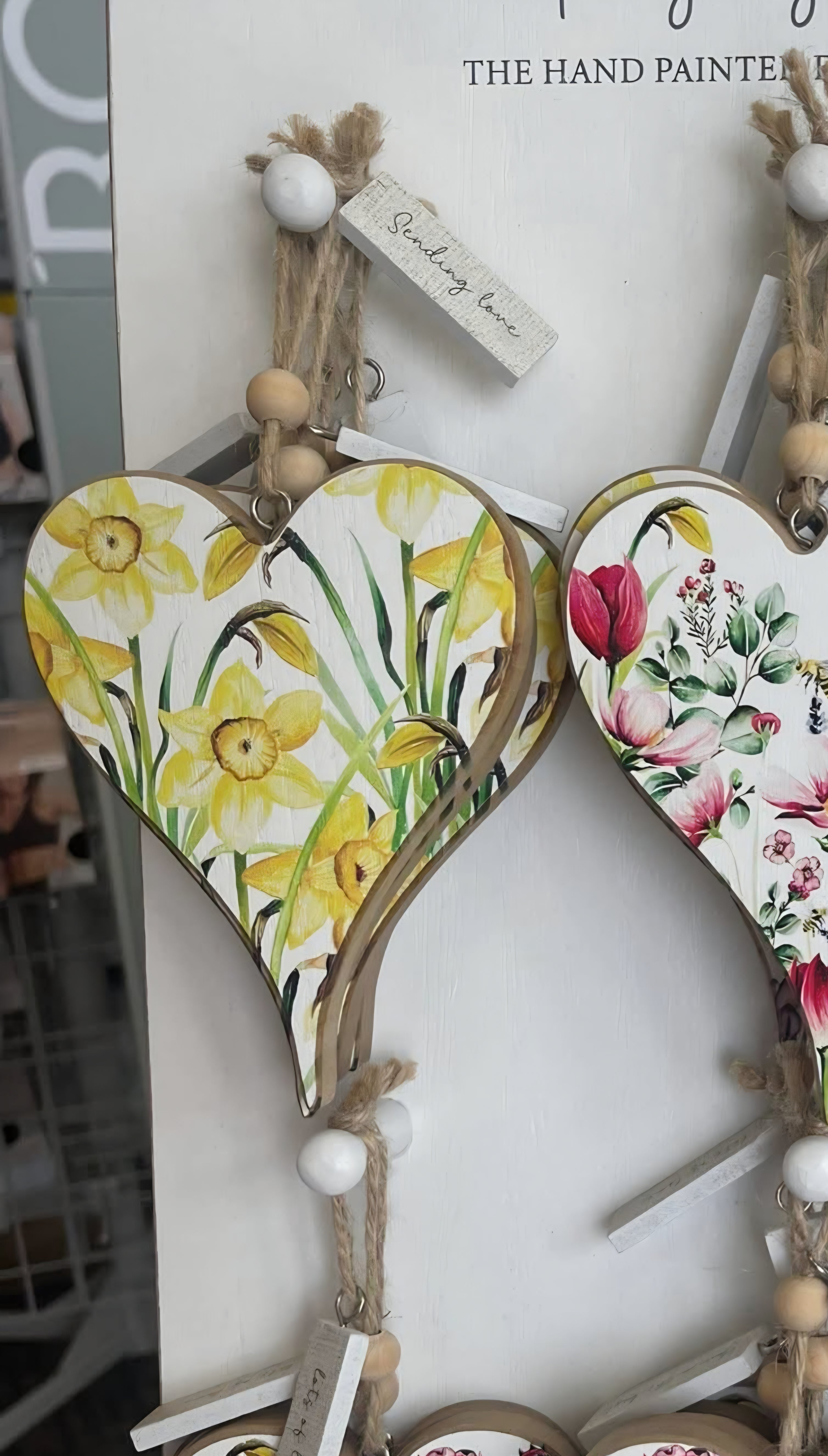 Wooden Hanging Message Hearts - Thinking Of You,  Lots Of Love, You're The Best, Just For You, Sending Love