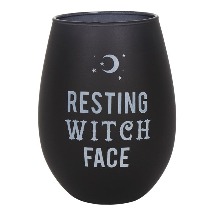 Resting Witch Face Stemless Wine Glass - Black Magic
