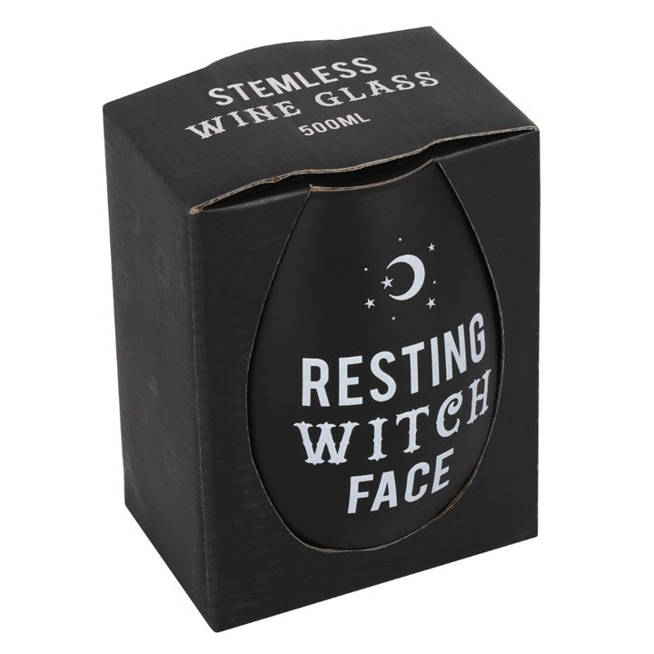 Resting Witch Face Stemless Wine Glass - Black Magic