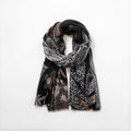 Floral & Leaves Scarf - Black
