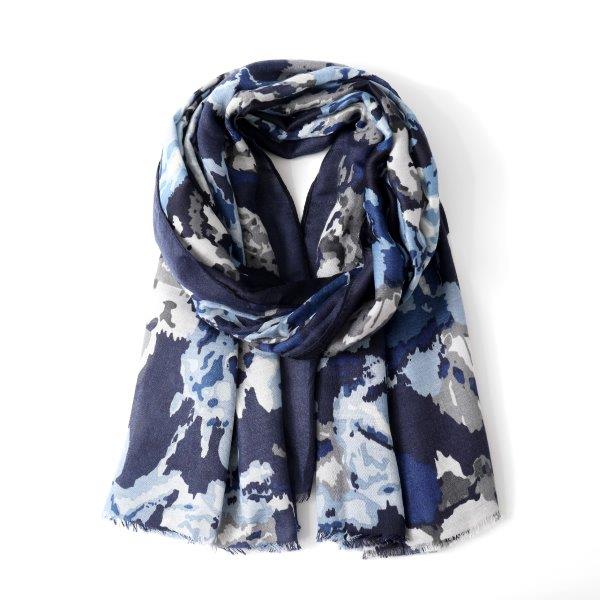 Floral Print 251 Scarf - Navy