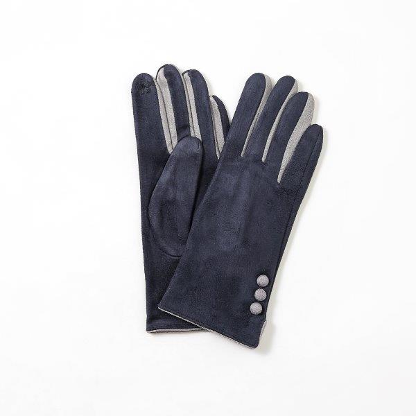 Gloves - Navy/Grey - With Buttons