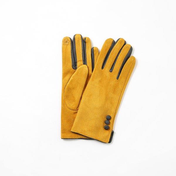 Gloves - Mustard/Dark Grey - With Buttons