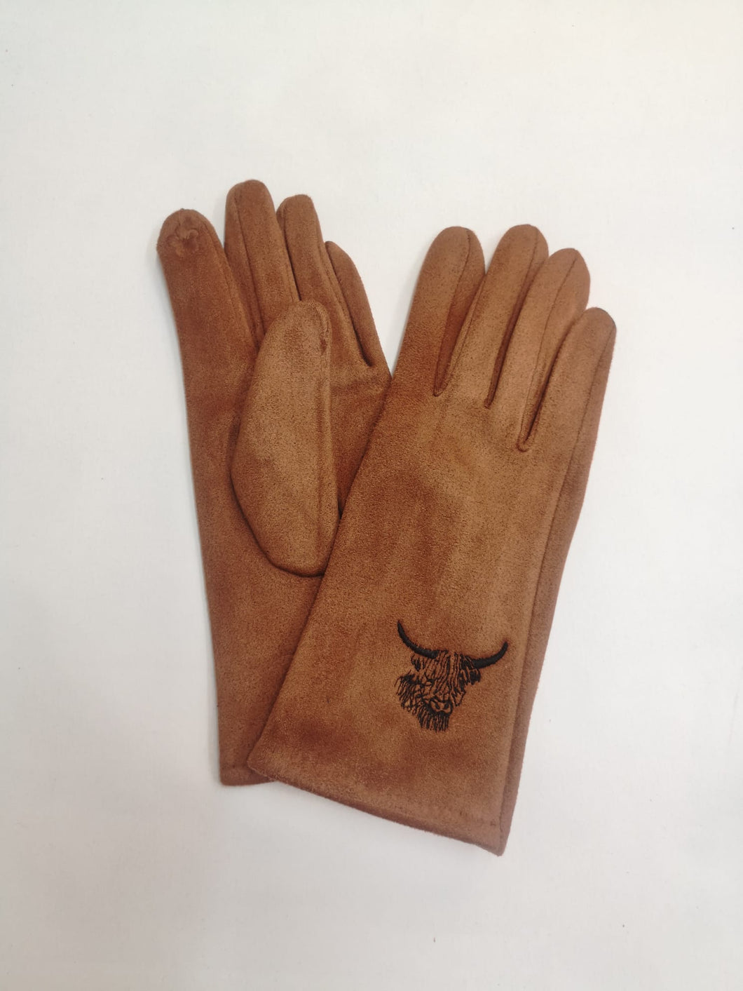 Highland Cow Gloves - Beige/Tan