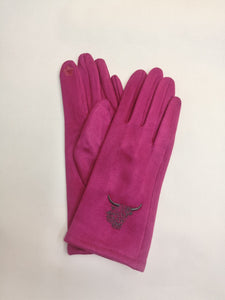 Highland Cow Gloves - Fuchsia