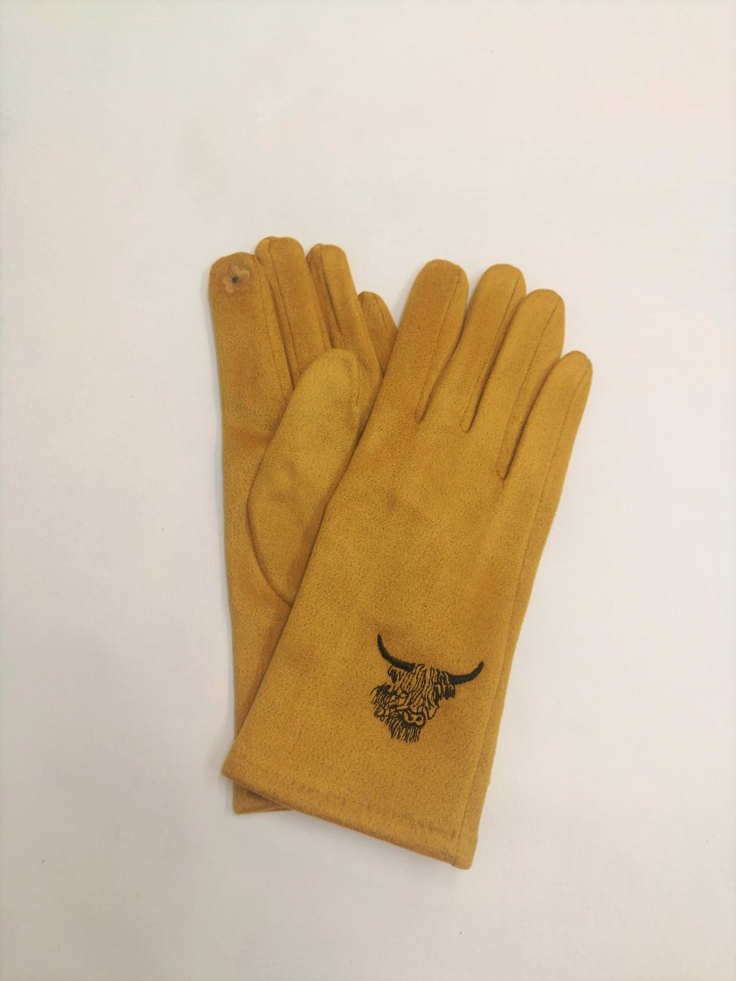 Highland Cow Gloves - Mustard