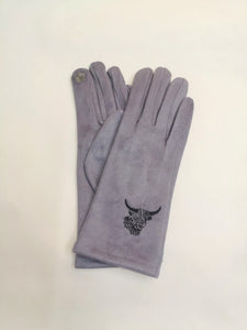 Gloves - Grey - Highland Cow