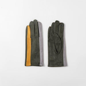 Eco Style - Gloves - Olive, Mustard & Grey