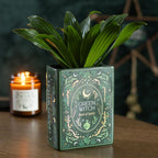 Green Witch Ceramic Book Shaped Vase