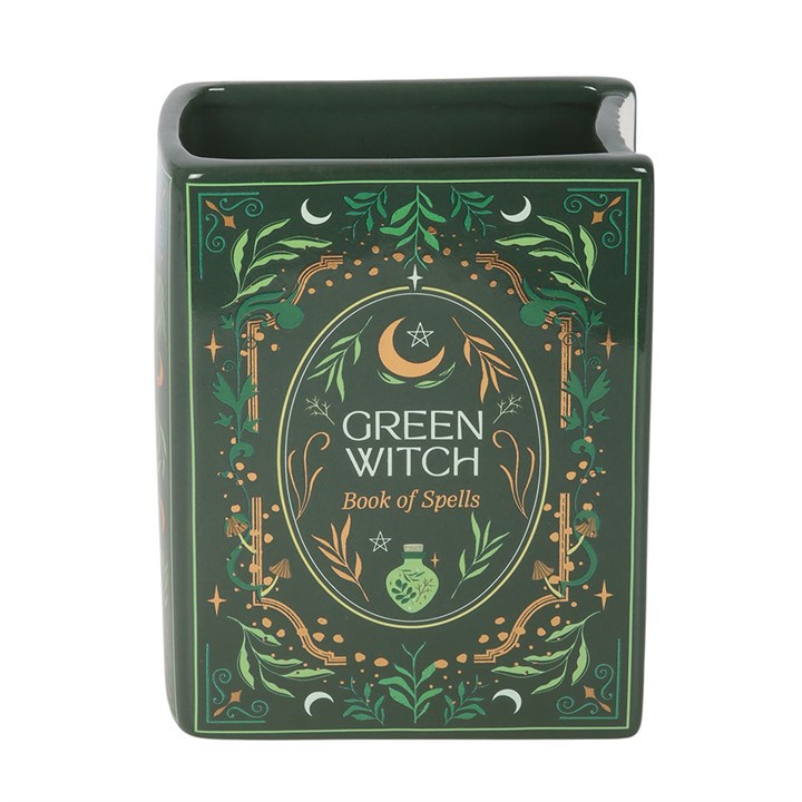 Green Witch Ceramic Book Shaped Vase