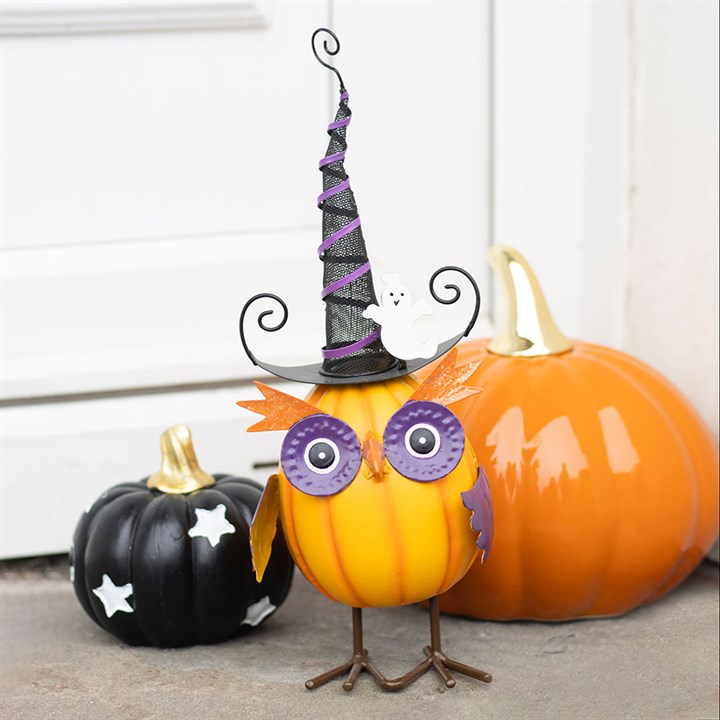 Halloween Orange Pumpkin Witchy Ghost Owl
