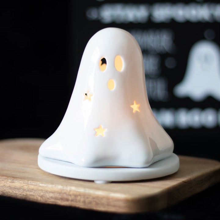 Ceramic Ghost T-Light & Incense Cone Holder