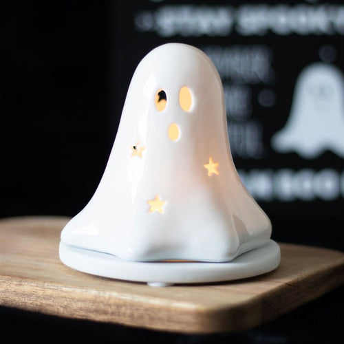 Ceramic Ghost T-Light & Incense Cone Holder