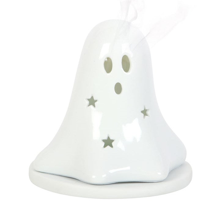 Ceramic Ghost T-Light & Incense Cone Holder